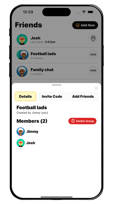 Realtime app — friends and groups